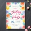 Watercolor Floral Birthday Invitation: Elegant Garden Party Template (DIY)