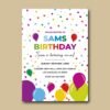 Rainbow Balloon Birthday Invitation: Editable Color Pop Party Invite (5x7 in) (Digital Download)