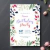 Colorful and Elegant Floral Birthday Invitation Template | Bright Flower Party Invite | Printable Birthday Card