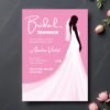 il_fullxfull.8051438036_6wcr.jpg Pink Bridal Shower Invitation, Bride Silhouette Wedding Card, Printable Editable Invite