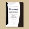 Men's Birthday Party Invitation, Black Suit Tie Milestone Bday Invite, Printable Card