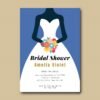 il_fullxfull.8105709349_2unc.jpg Bridal Shower Invitation, Blue Bride Silhouette Floral Bouquet Card, Printable Editable