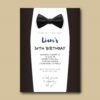 Men's Birthday Party Invitation, Black Tuxedo Bow Tie Milestone Bday Card, Printable